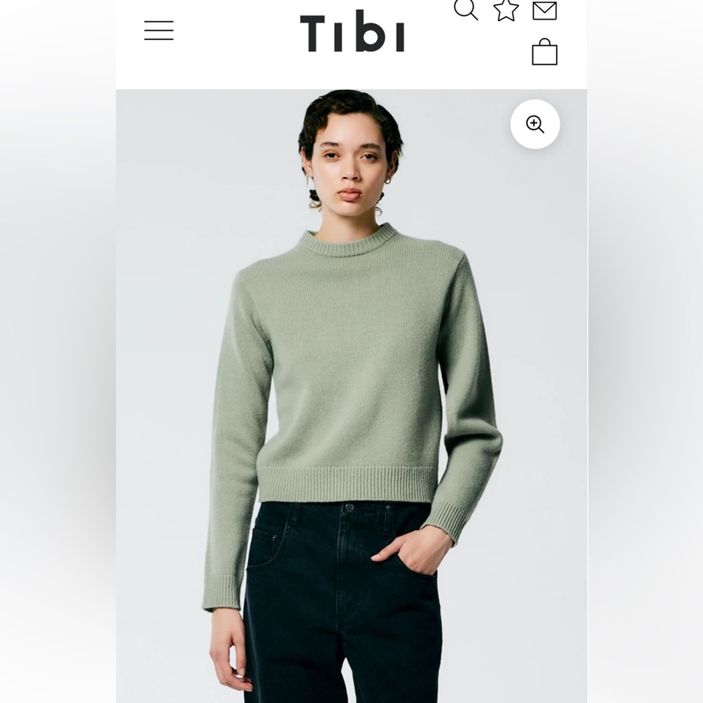 Tibi Soft Lambswool Shrunken Crewneck Pullover Size Small